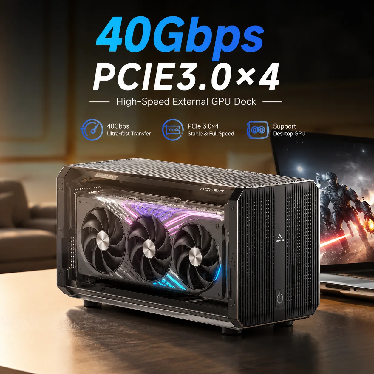 Thunderbolt 4 External Gpu Enclosure - Acasis กล่อง eGPU ความเร็ว 40Gbps พร้อมสวิตช์เปิด-ปิดไฟ